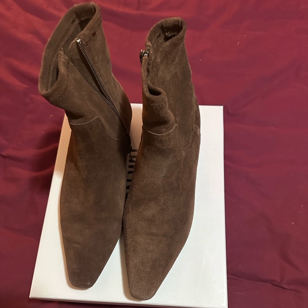 Jason Wu Brown Suede Pointed-Toe Ankle Boots